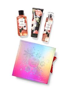 Bath and Body Works ROSE” Let It Snow” Gift Box Set – Body Cream, Fine Fragrance Mist & Shower Gel inside gift box with a coordinating ribbon. Full Size