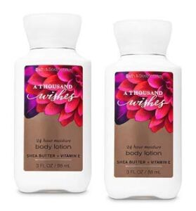 Bath and Body Works 2 Pack 24 Hour Moisture A Thousand Wishes Travel Size Body Lotion 3 Oz.