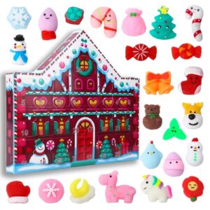 Christmas Advent Calendar Mochi Toy, Christmas Themed Mochi Countdown Advent Calendar With Squishy Sensory Toys for Kids Girls Teens Christmas Gift, Party Favor