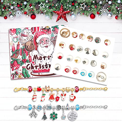 2022 Advent Calendar Christmas Gift Bracelets for Girls 24 Days Xmas Countdown Calendar DIY Jewelry Making Kit Gift 22 Charm Beads 2 Bracelets for Kids Teens Beauty Women | The Storepaperoomates Retail Market - Fast Affordable Shopping