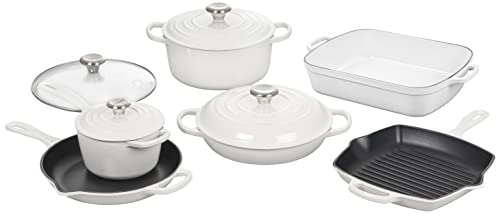 Le Creuset Signature Enameled Cast-Iron Cookware Set, 10-Piece, White | The Storepaperoomates Retail Market - Fast Affordable Shopping