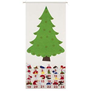 Good Ruby Christmas Tree Advent Calendar for Kids, Hanging Felt Calendars with Pockets, Countdown to Christmas with Ornaments (Christmas Tree)