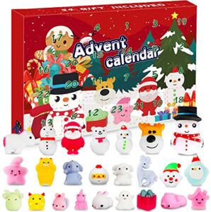 Mochi Advent Calendar 2022 Squishy Anime Toy Christmas 24 days Countdown Sensory Squeeze Toys for Kids Cute Animals Relief Stress Toys for Boys Girls Gift Box