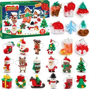 SURCVIO Christmas Advent Calendar 2022 for Kids, 24 Days Keychain Countdown Calendar Holiday Gift, Stocking Stuffers for Boys Girls Christmas Party Favor
