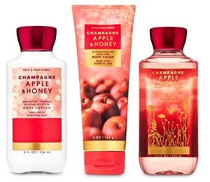 Bath and Body Works CHAMPAGNE APPLE & HONEY – Trio Gift Set Body Lotion – Body Cream and Shower Gel – Full Size