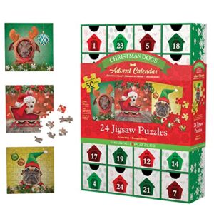 EuroGraphics Christmas Dogs Advent Calendar with 24 Christmas Jigsaw Puzzles, 5 x 5 inches (8924-5738)