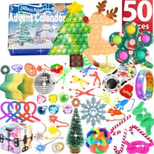 Fidget Advent Calendar 2021,24DAYS Christmas Countdown Sensory Packs with Push Pop-On-It Toy Sets Surprise Gifts For Party Favor (Christmas Calendar-11)