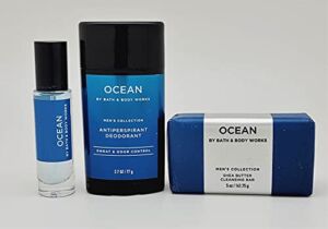 Ocean – Men’s Collection – 3 pc Bundle – Mini Cologne, Antiperspirant Deodorant and Shea Butter Cleansing Bar