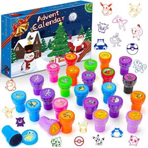 Advent Calendar 2022 Cartoon Themed Toy Set, Christmas 24 Days Countdown Calendar Surprises Kit Including 24 Stampers for Kids, Best Christmas Holiday Party Gifts for Boys Girls Fans
