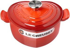 Le Creuset Enameled Cast Iron 1 Quart Cerise Heart Cocotte with Stainless Steel Knob