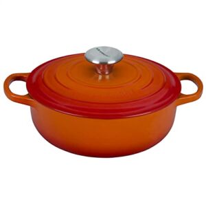 Le Creuset 3 1/2 Qt. Signature Sauteuse w/Additional Engraved Personalized Stainless Steel Knob – Flame