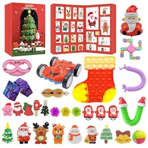 Advent Calendar 2022 for Kids – 24 Days Christmas Countdown Gifts with 28 Packs Surprise Fidget Toys, Creative Xmas Gifts for Boys Girls Party Favors Decorations