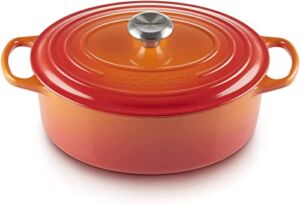 Le Creuset 2 3/4 Qt. Signature Oval Dutch Oven w/Additional Engraved Personalized Stainless Steel Knob – Flame