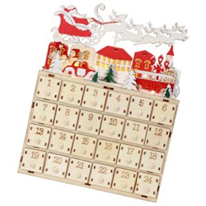 BESTOYARD Christmas Wooden Advent Calendar with LED Light 24 Storage Drawers 24 Days Countdown Calendar Desktop Ornament for 2023 Holiday Party Decorations Gifts No Battery