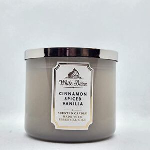 Bath and Body Works, White Barn 3-Wick Candle w/Essential Oils – 14.5 oz – 2021 Core Scents! (Cinnamon Spiced Vanilla)