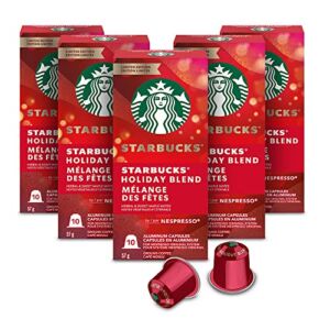 Starbucks by Nespresso Medium Roast Holiday Blend Coffee (50-count single serve capsules, compatible with Nespresso Original Line System)