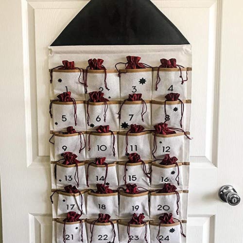 Christmas Advent Calendar with Pockets Wall Hanging Bag for Home Xmas Countdown Decoration (Black) | The Storepaperoomates Retail Market - Fast Affordable Shopping