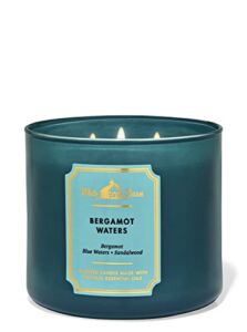 Bath and Body Works, White Barn 3-Wick Candle w/Essential Oils – 14.5 oz – 2021 Core Scents! (Bergamot Waters)