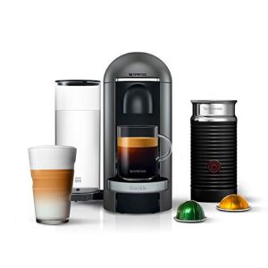 Nespresso VertuoPlus Deluxe Coffee and Espresso Machine by Breville with Milk Frother, Titan