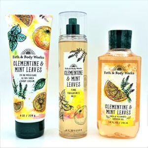 Bath & Body Works Clementine & Mint Leaves 3-Piece Bundle 8oz Body Cream, 10oz Shower Gel and 8oz Fine Fragrance Mist