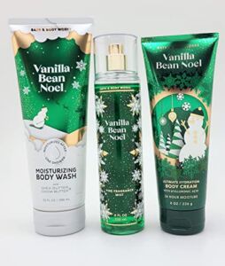 Bath & Body Works – Vanilla Bean Noel – Bundle -3 items – Moisturizing Body Wash, Ultimate Hydration Body Cream and Fine Fragrance Mist – Winter 2021