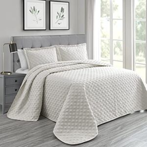 PHRIXUS Beige Quilt Set King Bedspread (118″x106″), California King Comforter Light Weight, Oversized Coverlet Set Summer Bed Spread (1 Quilt,2 Pillow Shams)