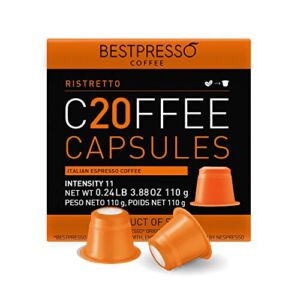 Bestpresso Coffee for Nespresso Original Machine 120 pods Genuine Espresso Ristretto Blend(High Intensity), Pods Compatible with Nespresso Original