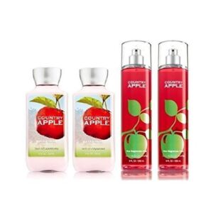 Bath & Body Works Signature Collection COUNTRY APPLE Gift Set ~ 2 Body Lotion & 2 Fine Fragrance Mist. Lot of 4