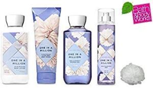 Bath and Body Works ONE IN A MILLION Deluxe Gift Set Lotion ~ Cream ~ Fragrance Mist ~ Shower Gel + FREE Shower Sponge Lot of 5