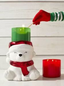 Bath & Body Works Candle Holder Compatible and White Barn 3-Wick Candles – 2021 Winter & Christmas – Select Your Favorite! (Candle NOT Included) – Santa Bear Pedestal