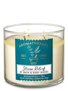 Bath and Body Works Aromatherapy Stress Relief – Eucalyptus Tea 3-Wick Candle (2019 Edition)