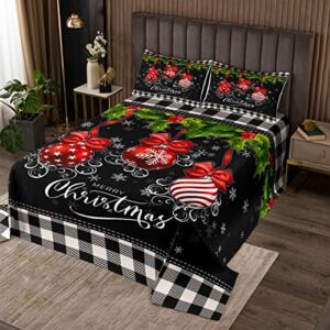 3 Piece Black and White Grid Quilt Bedding Set Women Aldult Lightweight Bedding Merry Christmas Bedspread Set Red and Green Bedspread Coverlet Microfiber Home Quilt Set for King Bed All Season