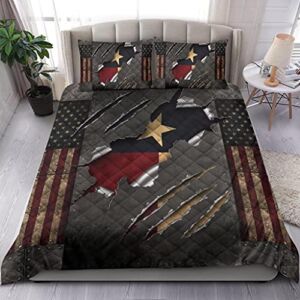 Texas Quilt Bedding Set Comforter Vintage Old Retro Patriotic Texas State Merch King Comforter, Personalized Quilt Bed Set (Single, Throw, Twin, Queen, King, Super King Size Quilt Bedding Set) HKH5958