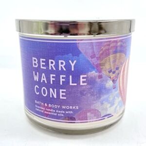 Bath & Body Works, White Barn 3-Wick Candle w/Essential Oils – 14.5 oz – 2021 Summer Scents! (Berry Waffle Cone)
