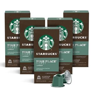 Starbucks by Nespresso Medium Roast Pike Place Roast Coffee (50-count single serve capsules, compatible with Nespresso Original Line System)