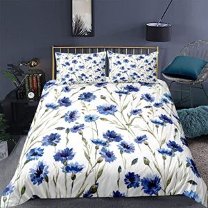 Bedding Comforters & Sets, 3Pcs Bedding Set, 3D Flowers Leaf Print Quilt Cover Set 3Pieces Scenery Comfort Cover Set with Pillowcase Hidden Zipper Brushed Soft Micro-Fiber Bed Set for All Season