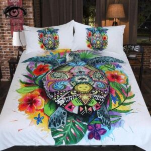 Turtle Comforter Personalized Bedding Set, Quilt Sets Bedroom Decor US Twin Full Queen King California King Size 3 pcs / 4 pcs (1 Quilt + 2 Pillowcases) HTT1081