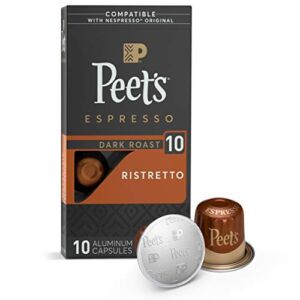 Peet’s Coffee, Dark Roast Espresso Pods Compatible with Nespresso Original Machine, Ristretto Intensity 10, 10 Count (1 Box of 10 Espresso Capsules), Coffee Gifts
