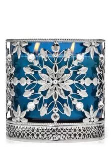 Bath & Body Works Candle Holder Compatible and White Barn 3-Wick Candles – 2021 Winter & Christmas – Select Your Favorite! (Candle NOT Included) – Glamourous Snowflakes Pedestal