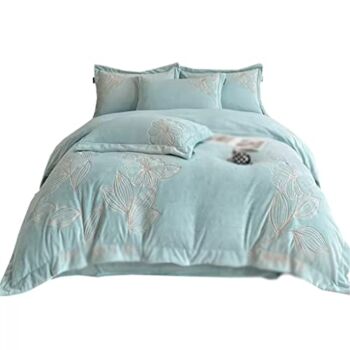 XBWEI Embroidered Warm Double-Sided Velvet Four Piece Set Thickened Flange Coral Velvet Quilt Cover Bedspread Bedding (Color : D, Size : 200 * 230cm) | The Storepaperoomates Retail Market - Fast Affordable Shopping