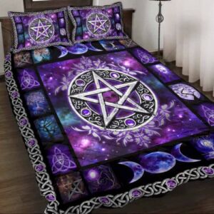 Witch Vibes Purple Pentagram Quilt Set, Custom Quilt Bedding Set, Quilts Queen Size, Quilt King Size, King Bedding Set, Queen Bedding Sets GB1977