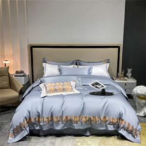 LXXSH Embroidered Soft Bedding Set 1000TC Egyptian Cotton Queen Size Comforter Set Sheet Set Pillowcase Bedding (Color : A, Size : 200 * 230cm)