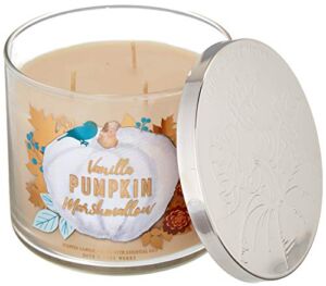 Bath and Body Works 3 Wick Scented Candle Vanilla Pumpkin Marshmallow 14.5 Ounce