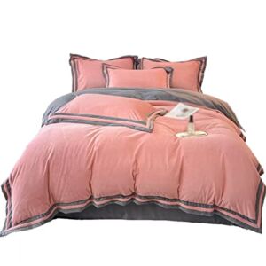 GXBPY Four Piece Velvet Bed Set, Winter Thickened Plush Quilt Cover, Winter Coral Flannel (Color : D, Size : 220 * 240cm)