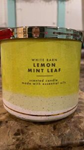 Bath and Body Works White Barn 3 Wick Scented Candle Lemon Mint Leaf 14.5 Ounce