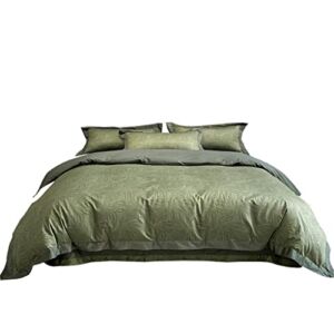 SLYNSW American Printing 100 Long-Staple Cotton Four-Piece Satin Quilt Cover Double Spring and Summer Bedding (Color : Green, Size : 1.8M)