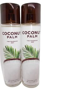Bath & Body Works 2 Pack Coconut Palm Fine Fragrance Mist 8 Oz.