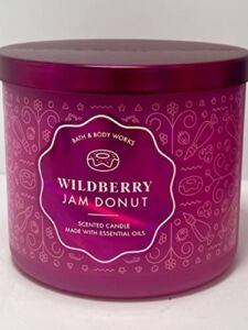 Bath and Body Works 3 Wick Scented Candle Wildberry Jam Donut 14.5 Ounce