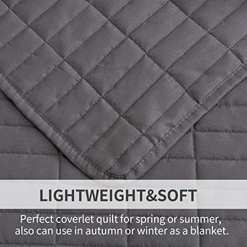 BYBYME 3 Pieces Oversized Quilt Set Bedspread(128″x120″), Reversible Lightweight Coverlet Bed Cover, Summer Comforter Set for All Season (Oversized King Plus(128×120), Dark Grey) | The Storepaperoomates Retail Market - Fast Affordable Shopping