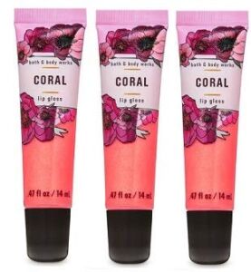 Bath and Body Works 3 Pack Coral Lip Gloss .47 Oz.